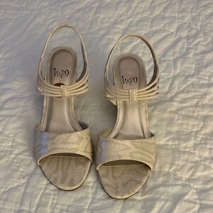 Impo Metallic Cream Slingback Heels